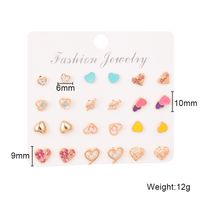Fashion Color Dripping Alloy Heart-shaped Earrings Set Wholesale Nihaojewelry sku image 1