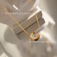 Mode Weiße Muschel Fritillary Crescent Titan Stahl Halskette Großhandel Nihaojewelry sku image 2