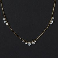 Xl082 Whale Rain Ornament Dew Zircon Shining Diamond Light Luxury Small Necklace Clavicle Chain Titanium Steel 18k Gold Plating sku image 1
