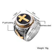 Retro Contrast Color Stainless Steel Cross Ring Wholesale Nihaojewelry sku image 7