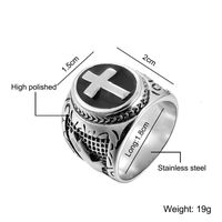 Retro Contrast Color Stainless Steel Cross Ring Wholesale Nihaojewelry sku image 2