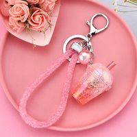 Summer Simulation Transparent Cup Luminous Keychain Ice Crack Flashing Light Acrylic Diamond Rope Pendant Car Key Chain Wholesale sku image 2