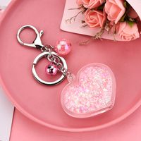 Korean  Acrylic Heart Flowing Sequins Quicksand Keychain Wholesale Nihaojewelry sku image 2