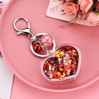 Korean  Acrylic Heart Flowing Sequins Quicksand Keychain Wholesale Nihaojewelry sku image 6