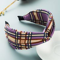 Heming Headband Korean Personality Wide-brimmed Striped Plaid Fabric Knot In The Middle Headband Simple Mori Style Hairpin For Hair Washing sku image 1