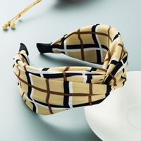 Heming Headband Korean Personality Wide-brimmed Striped Plaid Fabric Knot In The Middle Headband Simple Mori Style Hairpin For Hair Washing sku image 2