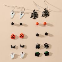 Pendientes De Calavera De Tela De Araña De Halloween Al Por Mayor Nihaojewelry sku image 4