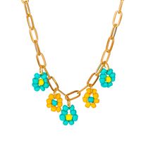 Fashion Color Daisy Thick Hollow Chain Geometric Necklace Wholesale Nihaojewelry sku image 1