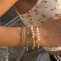 Retro Imitation Pearl Wheat Ear Stitching Bracelet Set Wholesale Nihaojewelry sku image 1