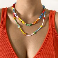 Bohemia Fashion Contrast Color Miyuki Beads Flower Woven Necklace Wholesale Nihaojewelry sku image 1