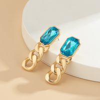 Retro Geometric Square Color Alloy Glass Earrings Wholesale Nihaojewelry sku image 5