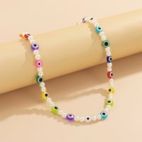 Fashion Mix Beaded Acrylic Pearl Eyes Contrast Color Single Layer Necklace Wholesale Nihaojewelry sku image 2