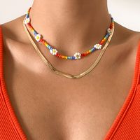 Retro Bohemian Hit Color Daisy Miyuki Beads Woven Necklace Wholesale Nihaojewelry sku image 1