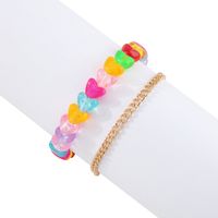 Candy Color Resin Butterfly Heart-shaped Beaded Bracelet Set Wholesale Nihaojewelry sku image 1