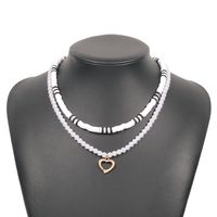 Baroque Simple Soft Ceramic Geometric Pearl Hollow Heart Necklace Wholesale Nihaojewelry sku image 1