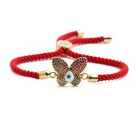 Fashion Colorful Zircon Inlaid Butterfly Adjustable Copper Bracelet Wholesale Nihaojewelry sku image 3