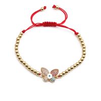 Fashion Colorful Zircon Inlaid Butterfly Adjustable Copper Bracelet Wholesale Nihaojewelry sku image 4
