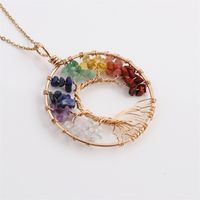 Fashion Simple Geometric Chakra Colorful Crystal Tree Necklace Wholesale Nihaojewelry sku image 1