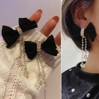 Retro Bow Chiffon Silk Yarn Ribbon Earrings Wholesale Nihaojewelry sku image 6