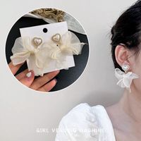 Retro Bow Chiffon Silk Yarn Ribbon Earrings Wholesale Nihaojewelry sku image 2
