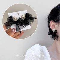 Retro Bow Chiffon Silk Yarn Ribbon Earrings Wholesale Nihaojewelry sku image 3