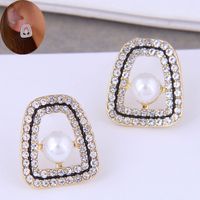 Fashion Flash Diamond Pearl Stud Earrings Wholesale Nihaojewelry main image 1
