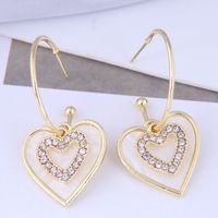 Simple Flashing Diamond Heart Earrings Wholesale Nihaojewelry main image 3