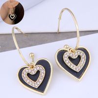 Simple Flashing Diamond Heart Earrings Wholesale Nihaojewelry sku image 2