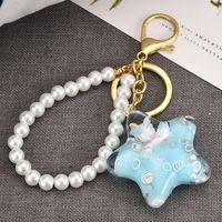 Acrylic Floating Liquid Milk Five-pointed Star Keychain Wholesale Nihaojewelry main image 5