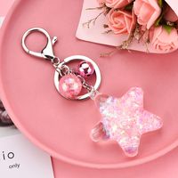 Korean Acrylic Five-pointed Star Flowing Sequins Keychain Wholesale Nihaojewelry main image 1