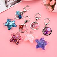 Korean Acrylic Five-pointed Star Flowing Sequins Keychain Wholesale Nihaojewelry main image 3