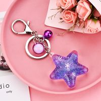 Korean Acrylic Five-pointed Star Flowing Sequins Keychain Wholesale Nihaojewelry main image 5