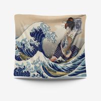 Moda Kanagawa Surf Ukiyo-e Ola Pintura Tapiz De Fondo Venta Al Por Mayor Nihaojewelry main image 6
