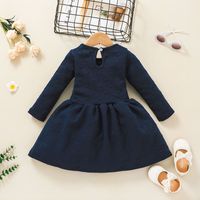 Casual Solid Cololong-sleeved A-line Children's Dress Wholesale Nihaojewelry main image 6