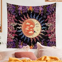 Bohemian Psychedelic Plant Sun Moon Printing Background Decoration Tapestry Wholesale Nihaojewelry main image 4