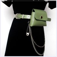 Punk Chain Pin Decoration Solid Color Small Waist Bag Wholesale Nihaojewelry main image 4