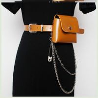 Punk Chain Pin Decoration Solid Color Small Waist Bag Wholesale Nihaojewelry main image 5