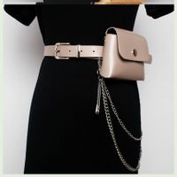 Punk Chain Pin Decoration Solid Color Small Waist Bag Wholesale Nihaojewelry main image 6