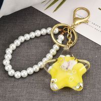 Acrylic Floating Liquid Milk Five-pointed Star Keychain Wholesale Nihaojewelry sku image 2