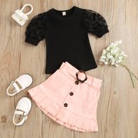 Children's Lace Sleeve Pit Strip Pullover Ruffled Short Shirt Suit Wholesale Nihaojewelry sku image 11