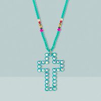Cross Pendant Long Sweater Chain Alloy Diamond Crystal Necklace main image 5