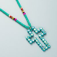 Cross Pendant Long Sweater Chain Alloy Diamond Crystal Necklace main image 6
