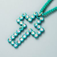 Cross Pendant Long Sweater Chain Alloy Diamond Crystal Necklace main image 8