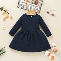 Robe Pour Enfants Décontractée Solide À Manches Cololongues A-line En Gros Nihaojewelry sku image 11