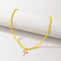 Creative Jewelry Bohemian Yellow Rice Bead Necklace Mushroom Necklace main image 5
