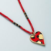 Ethnic Style Bohemian Heart Shape Artificial Crystal Alloy Beaded Leather Gold Plated Women's Pendant Necklace main image 6