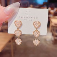 Fashion Heart Inlaid Pearl Geometric Earrings Wholesale Nihaojewelry sku image 1