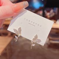 Fashion Micro Inlaid Zircon Butterfly Copper Earrings Wholesale Nihaojewelry sku image 1