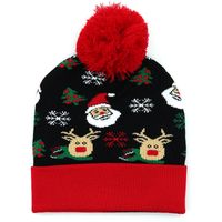 Fashion Contrast Color Jacquard Wool Ball Christmas Knitted Hat Woolen Hat Wholesale Nihaojewelry sku image 2