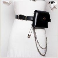 Punk Chain Pin Decoration Solid Color Small Waist Bag Wholesale Nihaojewelry sku image 2
